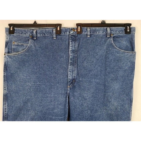 Wrangler Rugged Wear Mens (56 x 30) Big & Tall Blue Jeans Flat Front Medium Wash - Picture 2 of 10